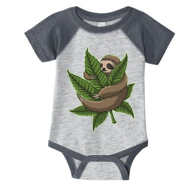 Lazy Sloth Cannabis Leaf Infant Baby Jersey Bodysuit