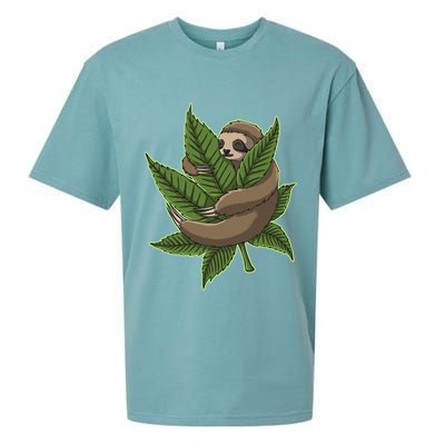Lazy Sloth Cannabis Leaf Sueded Cloud Jersey T-Shirt