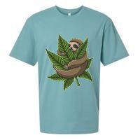 Lazy Sloth Cannabis Leaf Sueded Cloud Jersey T-Shirt