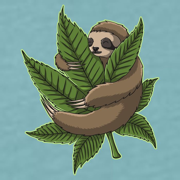 Lazy Sloth Cannabis Leaf Sueded Cloud Jersey T-Shirt