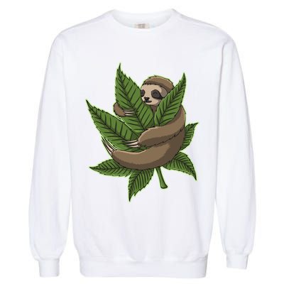 Lazy Sloth Cannabis Leaf Garment-Dyed Sweatshirt