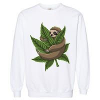 Lazy Sloth Cannabis Leaf Garment-Dyed Sweatshirt