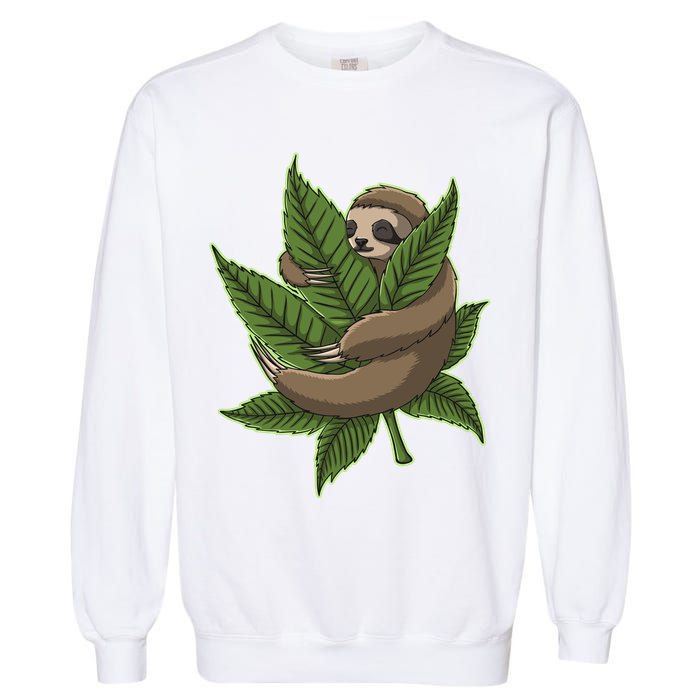 Lazy Sloth Cannabis Leaf Garment-Dyed Sweatshirt