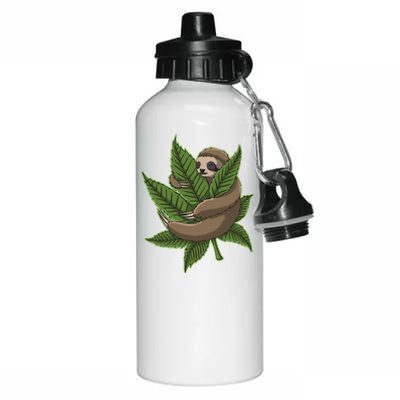 Lazy Sloth Cannabis Leaf Aluminum Water Bottle