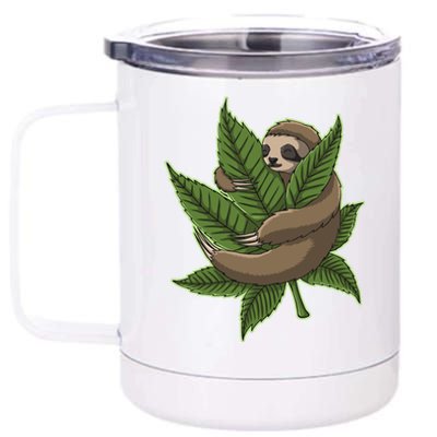 Lazy Sloth Cannabis Leaf 12 oz Stainless Steel Tumbler Cup