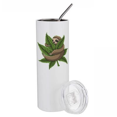 Lazy Sloth Cannabis Leaf Stainless Steel Tumbler