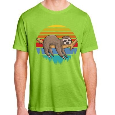 lazy Sloth Retro Sunset  Adult ChromaSoft Performance T-Shirt