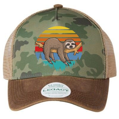 lazy Sloth Retro Sunset  Legacy Tie Dye Trucker Hat