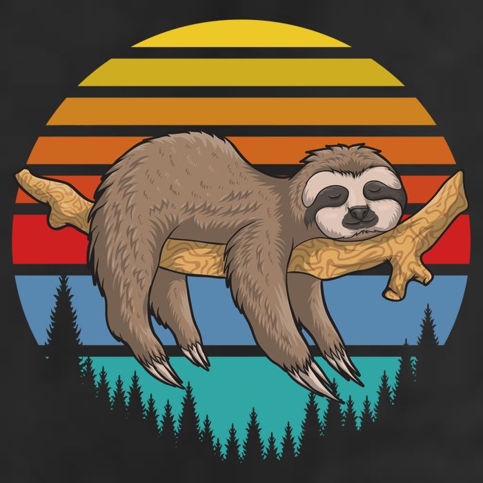 lazy Sloth Retro Sunset  Garment-Dyed Fleece Hoodie