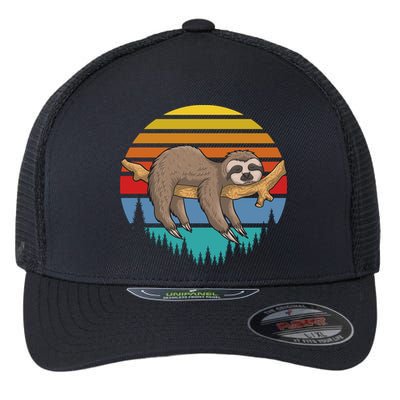 lazy Sloth Retro Sunset  Flexfit Unipanel Trucker Cap