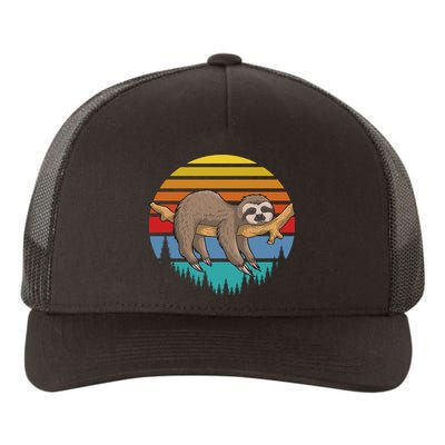 lazy Sloth Retro Sunset  Yupoong Adult 5-Panel Trucker Hat