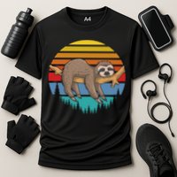 lazy Sloth Retro Sunset  Performance Shirt