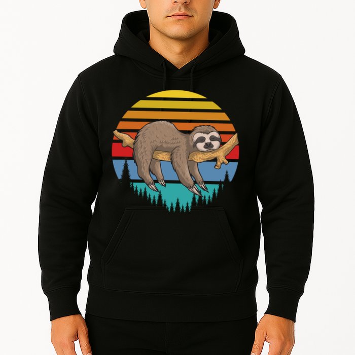 lazy Sloth Retro Sunset  Hoodie