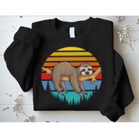 lazy Sloth Retro Sunset  Sweatshirt