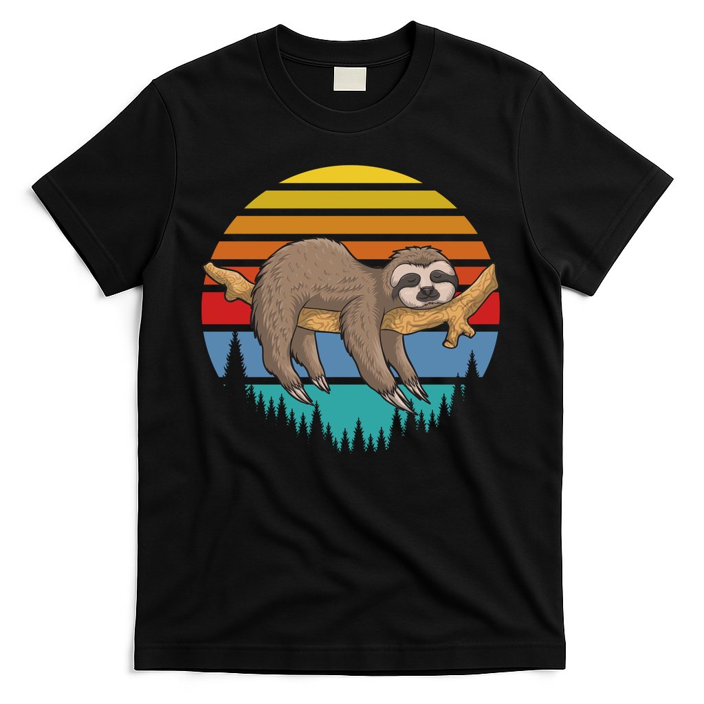 lazy Sloth Retro Sunset  T-Shirt