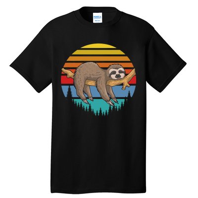 lazy Sloth Retro Sunset  Tall T-Shirt