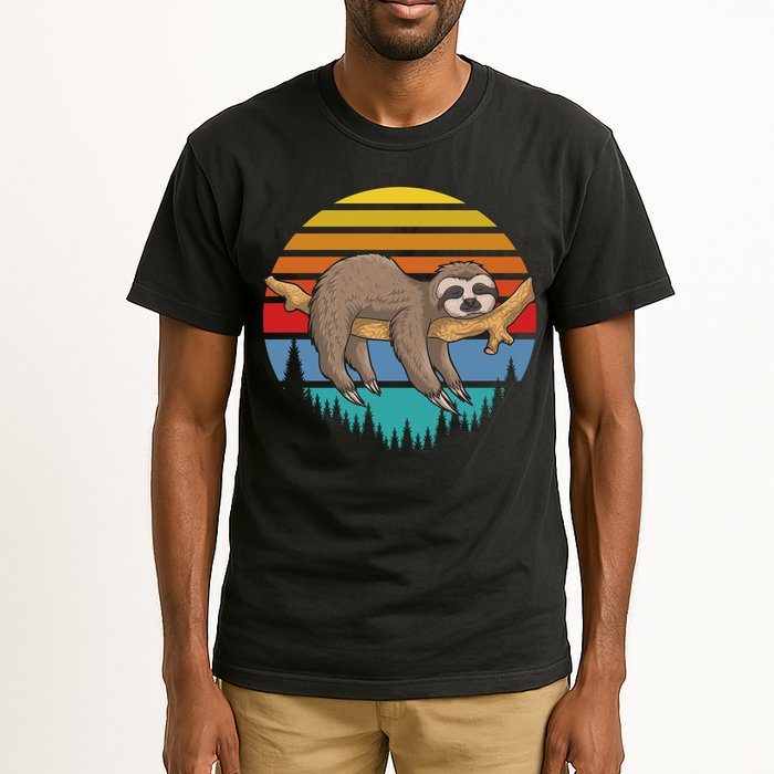 lazy Sloth Retro Sunset  Tall T-Shirt