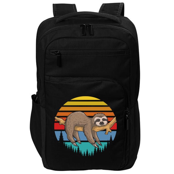 lazy Sloth Retro Sunset  Impact Tech Backpack