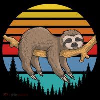 lazy Sloth Retro Sunset  Button