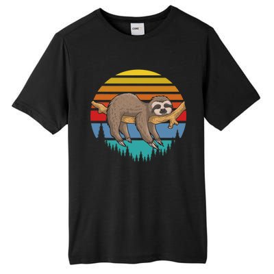 lazy Sloth Retro Sunset  Tall Fusion ChromaSoft Performance T-Shirt