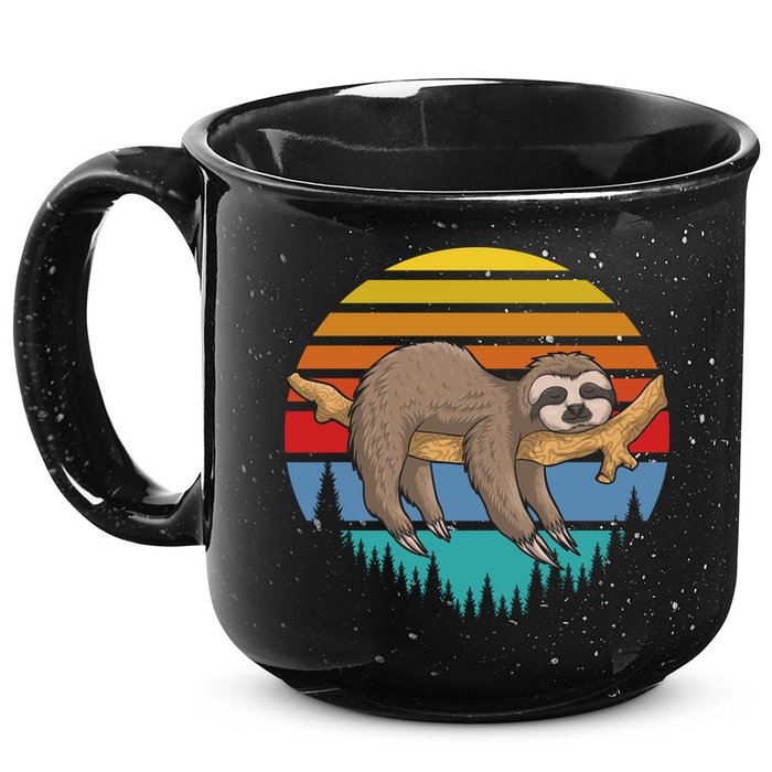 lazy Sloth Retro Sunset  15oz Campfire Ceramic Mug