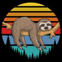 lazy Sloth Retro Sunset  Flatbill Hat