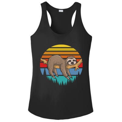 lazy Sloth Retro Sunset  Ladies PosiCharge Competitor Racerback Tank