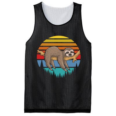 lazy Sloth Retro Sunset  Mesh Reversible Basketball Jersey Tank