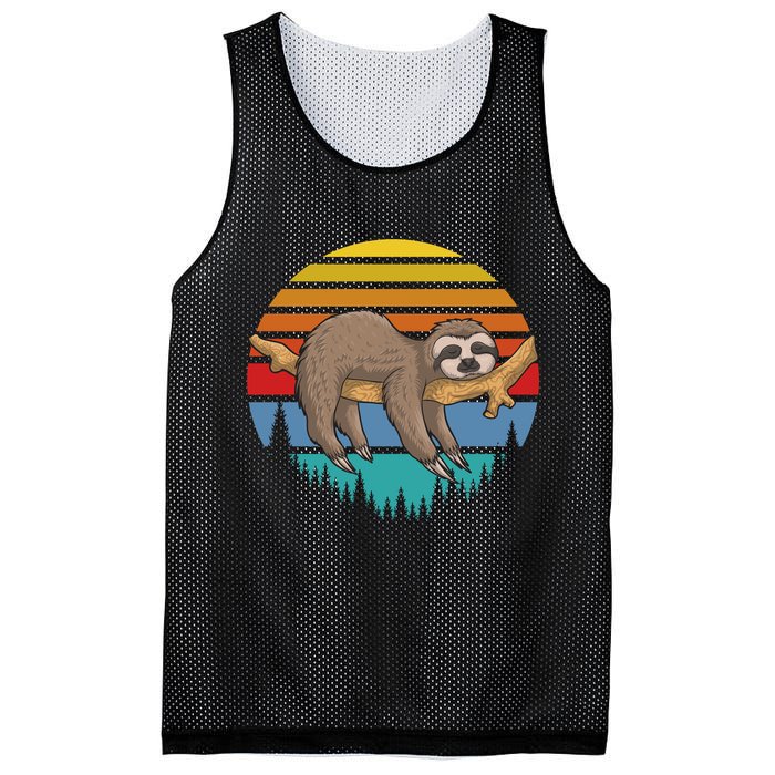 lazy Sloth Retro Sunset  Mesh Reversible Basketball Jersey Tank