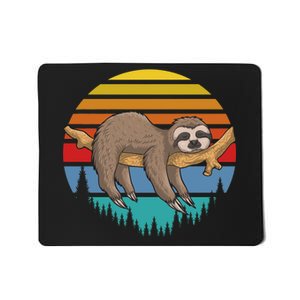 lazy Sloth Retro Sunset  Mousepad