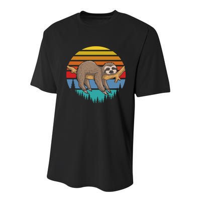 lazy Sloth Retro Sunset  Youth Performance Sprint T-Shirt