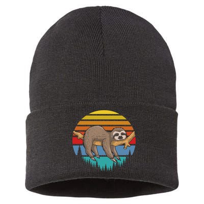 lazy Sloth Retro Sunset  Sustainable Knit Beanie