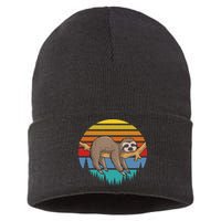 lazy Sloth Retro Sunset  Sustainable Knit Beanie
