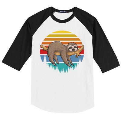 lazy Sloth Retro Sunset  Baseball Sleeve Shirt