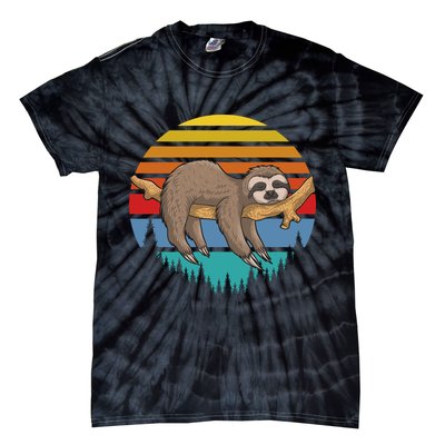 lazy Sloth Retro Sunset  Tie-Dye T-Shirt
