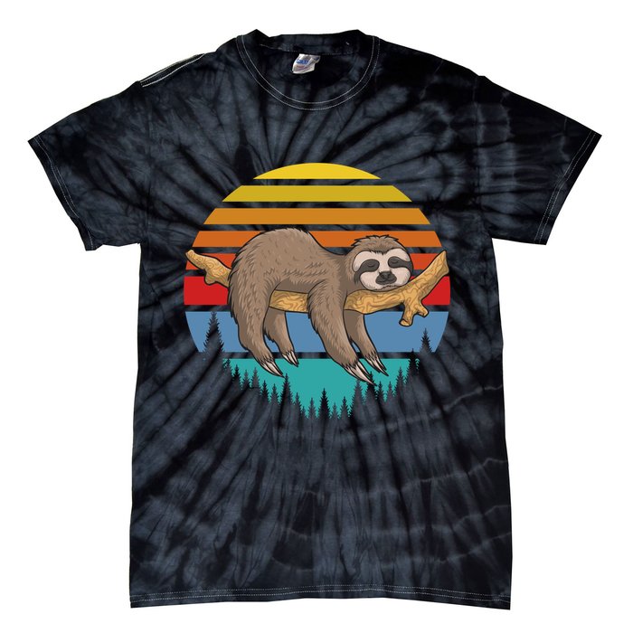 lazy Sloth Retro Sunset  Tie-Dye T-Shirt
