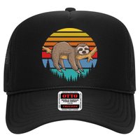 lazy Sloth Retro Sunset  Trucker Hat