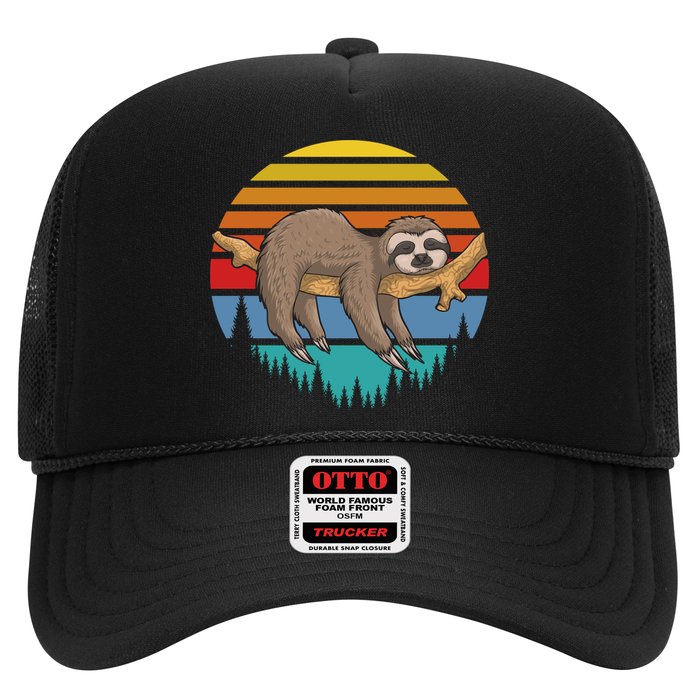 lazy Sloth Retro Sunset  Trucker Hat