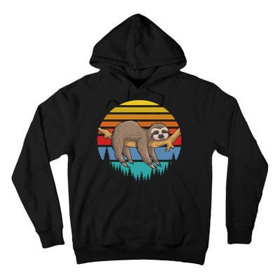 lazy Sloth Retro Sunset  Tall Hoodie