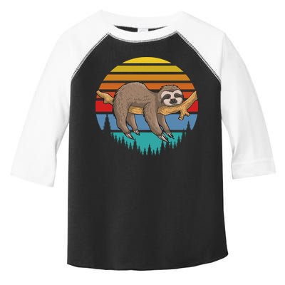 lazy Sloth Retro Sunset  Toddler Fine Jersey T-Shirt