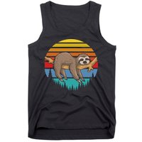 lazy Sloth Retro Sunset  Tank Top