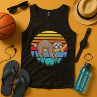 lazy Sloth Retro Sunset  Tank Top