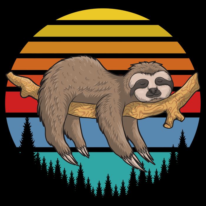 lazy Sloth Retro Sunset  Tank Top