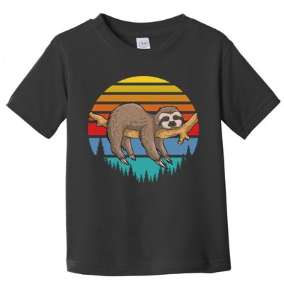lazy Sloth Retro Sunset  Toddler T-Shirt