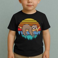 lazy Sloth Retro Sunset  Toddler T-Shirt