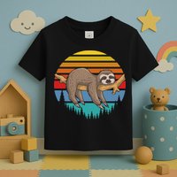 lazy Sloth Retro Sunset  Toddler T-Shirt