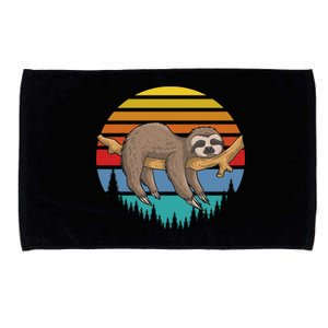 lazy Sloth Retro Sunset  Microfiber Hand Towel