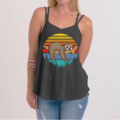 lazy Sloth Retro Sunset  Women's Strappy Tank