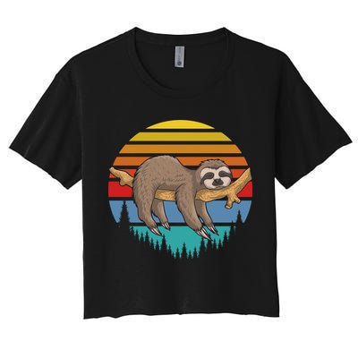 lazy Sloth Retro Sunset  Crop Top