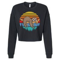 lazy Sloth Retro Sunset  Cropped Pullover Crew